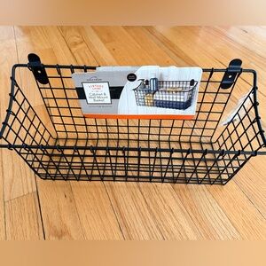 Vintage Living Cabinet and Wall Mount Basket - Black